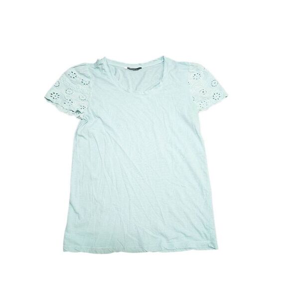 Lucky BRAND Mint Green Lace Trim Short Sleeves Daytime T-shirt Women's Small - Picture 1 of 4